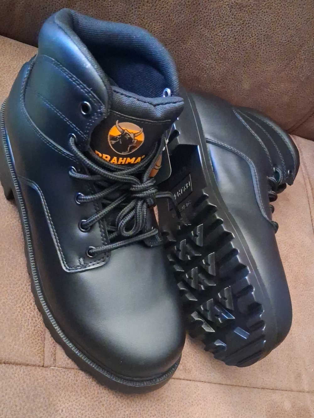 Brahma  Escott Men's Black Rugged Lace-Up Work Boots Size 8 1/2 Wide